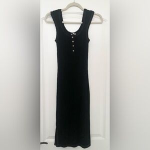 Miss Me Black Midi Dress with Button Detail